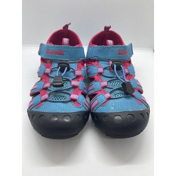 Kamik Crab Girls' Sz 3 Pink Turquoise Waterproof Sport Closed Toe Sandals HK4594 - Picture 2 of 9